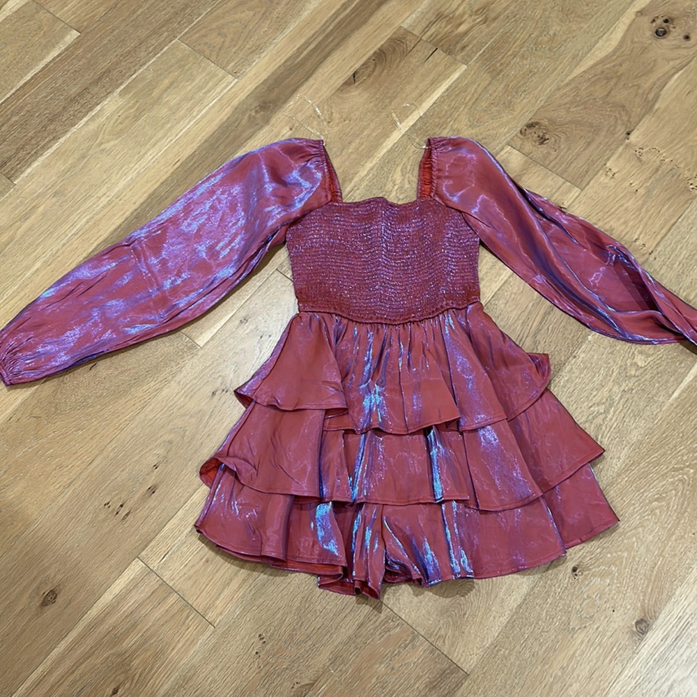 Entro Small Dark Pink Metallic Romper
